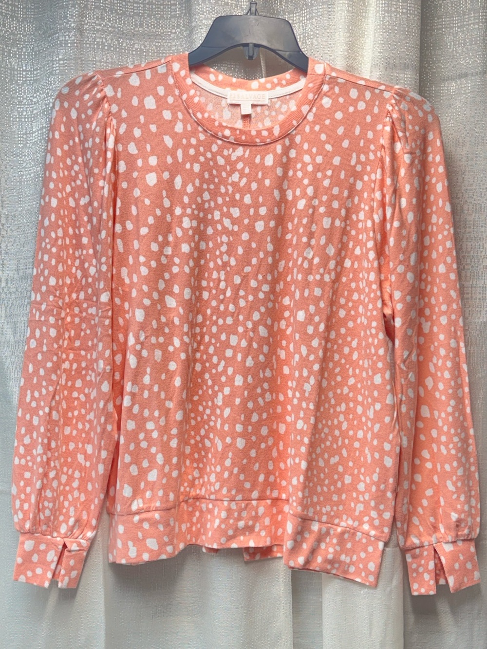 PJ Salvage Womens Coral Crystal Cove Printed Long Sleeve Pullover top medium